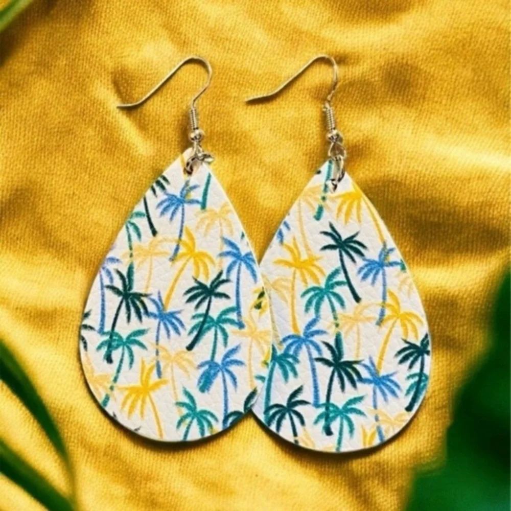 Tropical Faux Leather Earrings!